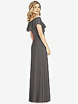 Rear View Thumbnail - Caviar Gray Ruffled Cold-Shoulder Maxi Dress
