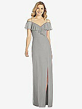 Front View Thumbnail - Chelsea Gray Ruffled Cold-Shoulder Maxi Dress