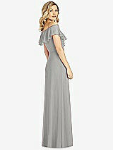 Rear View Thumbnail - Chelsea Gray Ruffled Cold-Shoulder Maxi Dress