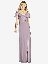 Front View Thumbnail - Lilac Dusk Ruffled Cold-Shoulder Maxi Dress