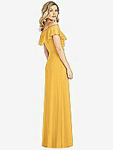 Rear View Thumbnail - NYC Yellow Ruffled Cold-Shoulder Maxi Dress