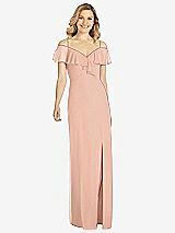 Front View Thumbnail - Pale Peach Ruffled Cold-Shoulder Maxi Dress