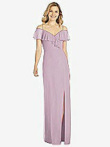 Front View Thumbnail - Suede Rose Ruffled Cold-Shoulder Maxi Dress