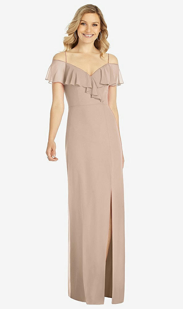 Front View - Topaz Ruffled Cold-Shoulder Maxi Dress