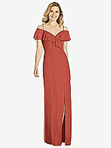 Front View Thumbnail - Amber Sunset Ruffled Cold-Shoulder Maxi Dress