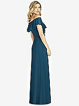Rear View Thumbnail - Atlantic Blue Ruffled Cold-Shoulder Maxi Dress