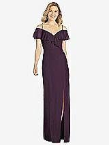 Front View Thumbnail - Aubergine Ruffled Cold-Shoulder Maxi Dress