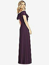 Rear View Thumbnail - Aubergine Ruffled Cold-Shoulder Maxi Dress