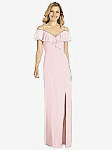 Front View Thumbnail - Ballet Pink Ruffled Cold-Shoulder Maxi Dress