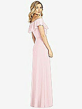 Rear View Thumbnail - Ballet Pink Ruffled Cold-Shoulder Maxi Dress