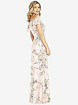 Rear View Thumbnail - Blush Garden Ruffled Cold-Shoulder Maxi Dress