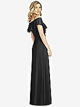 Rear View Thumbnail - Black Ruffled Cold-Shoulder Maxi Dress