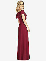 Rear View Thumbnail - Burgundy Ruffled Cold-Shoulder Maxi Dress