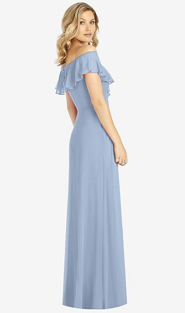 Back View - Cloudy Ruffled Cold-Shoulder Maxi Dress