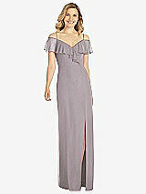 Front View Thumbnail - Cashmere Gray Ruffled Cold-Shoulder Maxi Dress