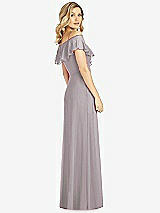 Rear View Thumbnail - Cashmere Gray Ruffled Cold-Shoulder Maxi Dress