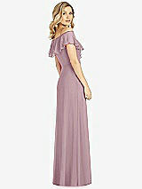 Rear View Thumbnail - Dusty Rose Ruffled Cold-Shoulder Maxi Dress