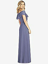 Rear View Thumbnail - French Blue Ruffled Cold-Shoulder Maxi Dress