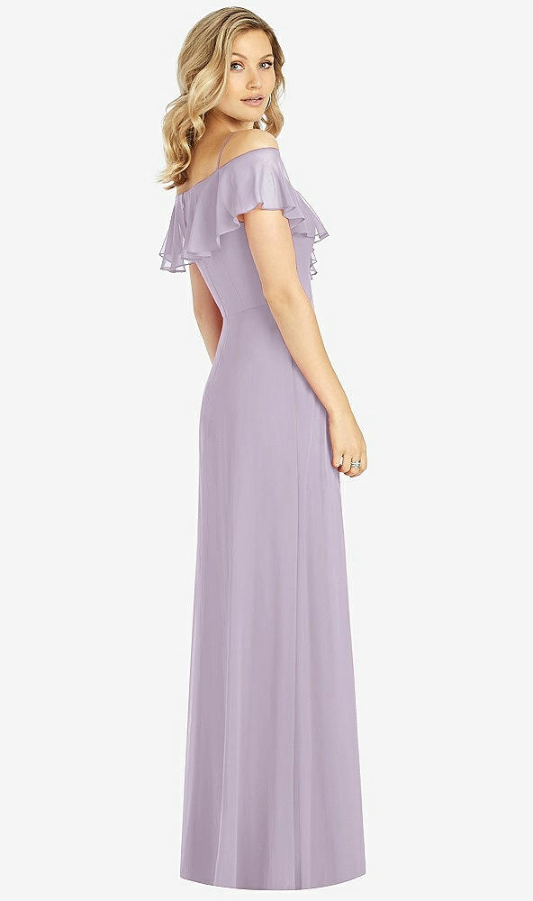 Back View - Lilac Haze Ruffled Cold-Shoulder Maxi Dress