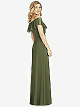 Rear View Thumbnail - Olive Green Ruffled Cold-Shoulder Maxi Dress