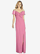 Front View Thumbnail - Orchid Pink Ruffled Cold-Shoulder Maxi Dress