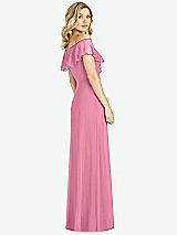 Rear View Thumbnail - Orchid Pink Ruffled Cold-Shoulder Maxi Dress