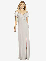 Front View Thumbnail - Oyster Ruffled Cold-Shoulder Maxi Dress