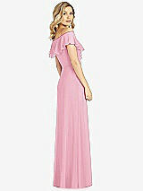 Rear View Thumbnail - Peony Pink Ruffled Cold-Shoulder Maxi Dress