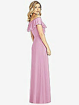 Rear View Thumbnail - Powder Pink Ruffled Cold-Shoulder Maxi Dress