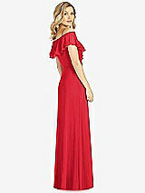 Rear View Thumbnail - Parisian Red Ruffled Cold-Shoulder Maxi Dress