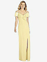Front View Thumbnail - Pale Yellow Ruffled Cold-Shoulder Maxi Dress