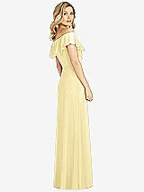 Rear View Thumbnail - Pale Yellow Ruffled Cold-Shoulder Maxi Dress