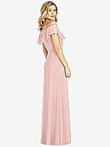 Rear View Thumbnail - Rose - PANTONE Rose Quartz Ruffled Cold-Shoulder Maxi Dress