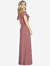 Rear View Thumbnail - Rosewood Ruffled Cold-Shoulder Maxi Dress