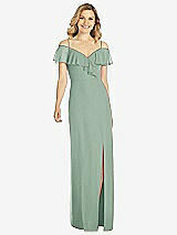 Front View Thumbnail - Seagrass Ruffled Cold-Shoulder Maxi Dress