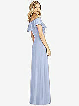 Rear View Thumbnail - Sky Blue Ruffled Cold-Shoulder Maxi Dress