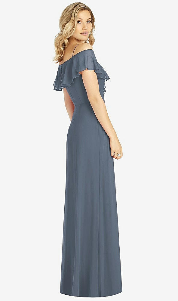 Back View - Silverstone Ruffled Cold-Shoulder Maxi Dress