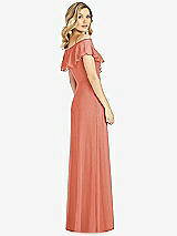 Rear View Thumbnail - Terracotta Copper Ruffled Cold-Shoulder Maxi Dress