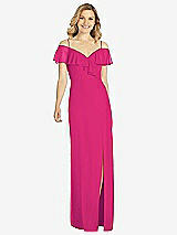 Front View Thumbnail - Think Pink Ruffled Cold-Shoulder Maxi Dress