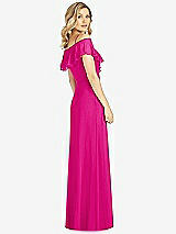 Rear View Thumbnail - Think Pink Ruffled Cold-Shoulder Maxi Dress
