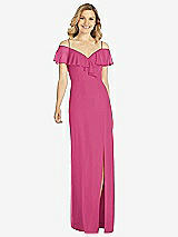 Front View Thumbnail - Tea Rose Ruffled Cold-Shoulder Maxi Dress