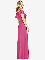 Rear View Thumbnail - Tea Rose Ruffled Cold-Shoulder Maxi Dress