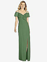 Front View Thumbnail - Vineyard Green Ruffled Cold-Shoulder Maxi Dress