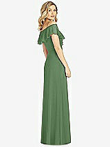 Rear View Thumbnail - Vineyard Green Ruffled Cold-Shoulder Maxi Dress