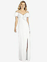 Front View Thumbnail - White Ruffled Cold-Shoulder Maxi Dress