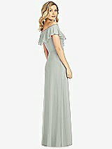 Rear View Thumbnail - Willow Green Ruffled Cold-Shoulder Maxi Dress