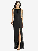 Front View Thumbnail - Black Keyhole Neck Mermaid Dress with Front Slit