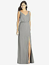 Front View Thumbnail - Chelsea Gray Blouson Bodice Mermaid Dress with Front Slit