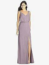 Front View Thumbnail - Lilac Dusk Blouson Bodice Mermaid Dress with Front Slit