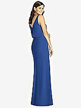 Rear View Thumbnail - Classic Blue Blouson Bodice Mermaid Dress with Front Slit